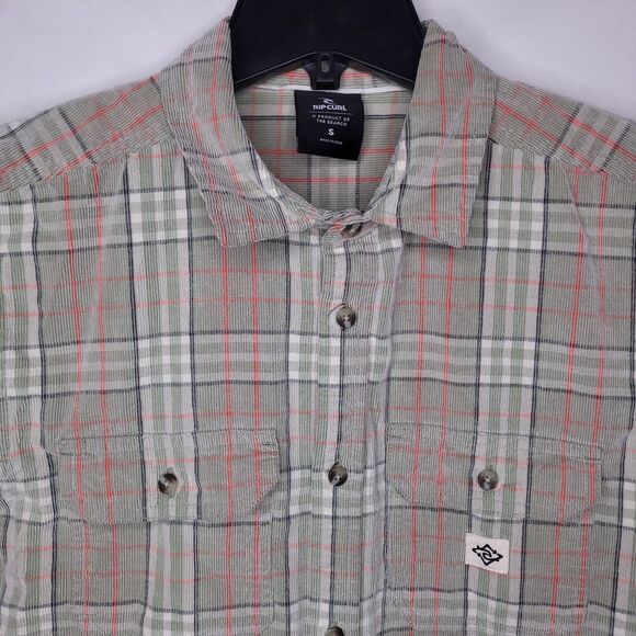 Ripcurl Corduroy Shirt Mens Small Plaid Green, Red - Picture 1 of 10